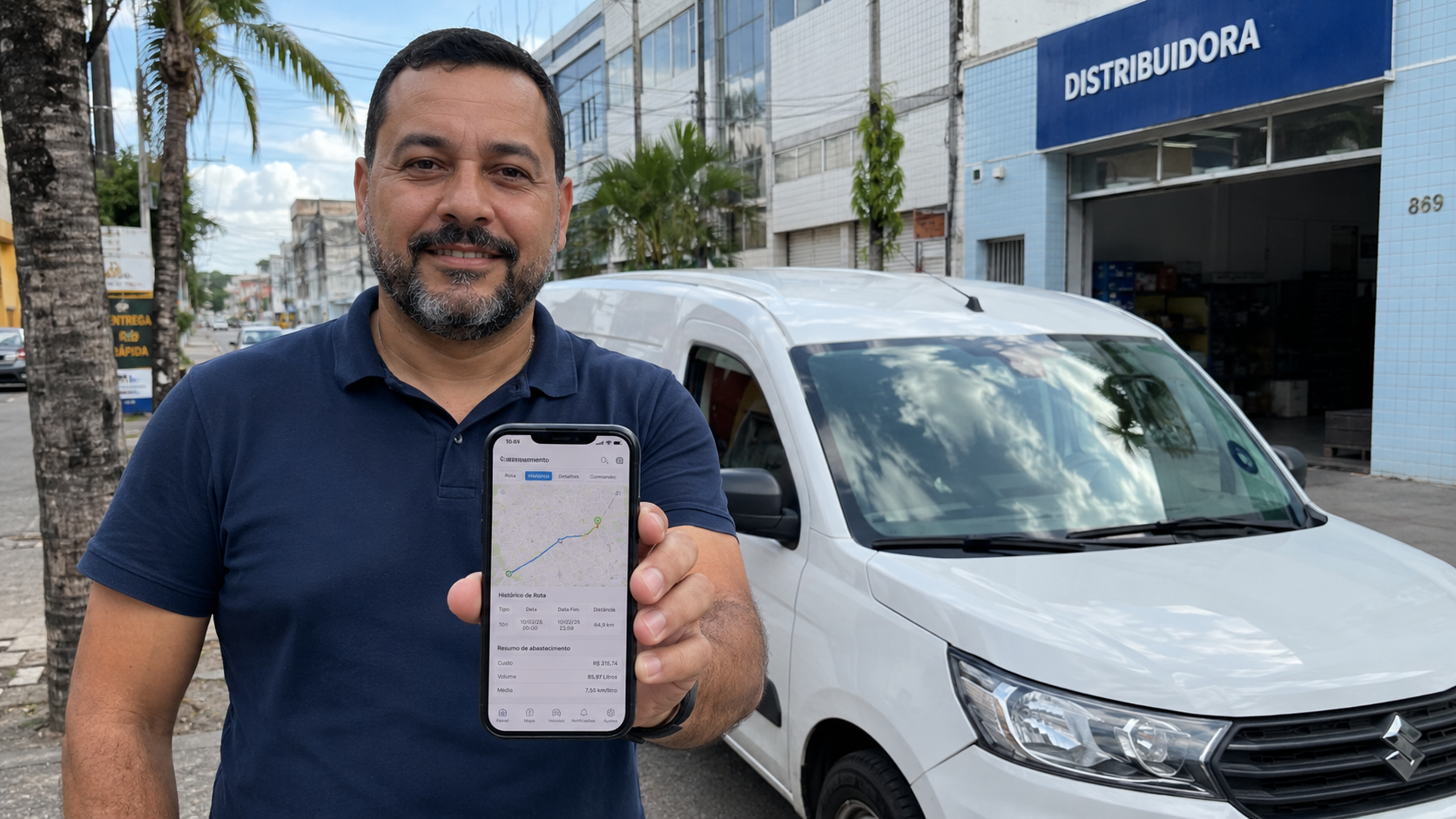 Empresário em Recife reduzindo custo de combustível da frota com rastreamento veicular